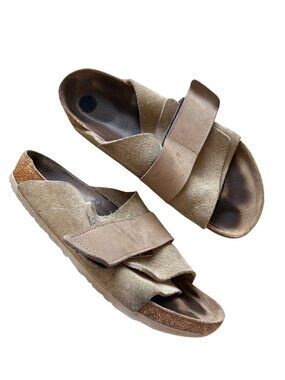 Birkenstock Women's Sz 41 Kyoto Suede Sandals Tan Suede Leather Open-Toe Sandals